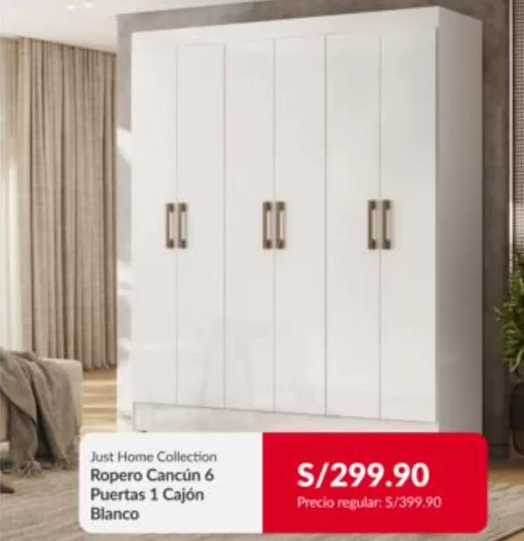 Ropero Cancún 6 Puertas 1 Cajón