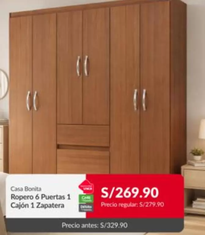 Ropero 6 Puertas 1 Cajón 1 Zapatera