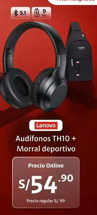 Lenovo - Audífonos TH10 + Morral deportivo