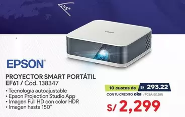 Epson - PROYECTOR SMART PORTÁTIL EF61 / Cód. 138347