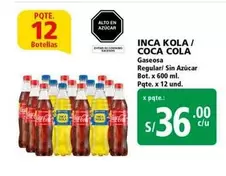 Coca-Cola - Gaseosa Regular/Sin Azúcar Bot. x 600 ml.