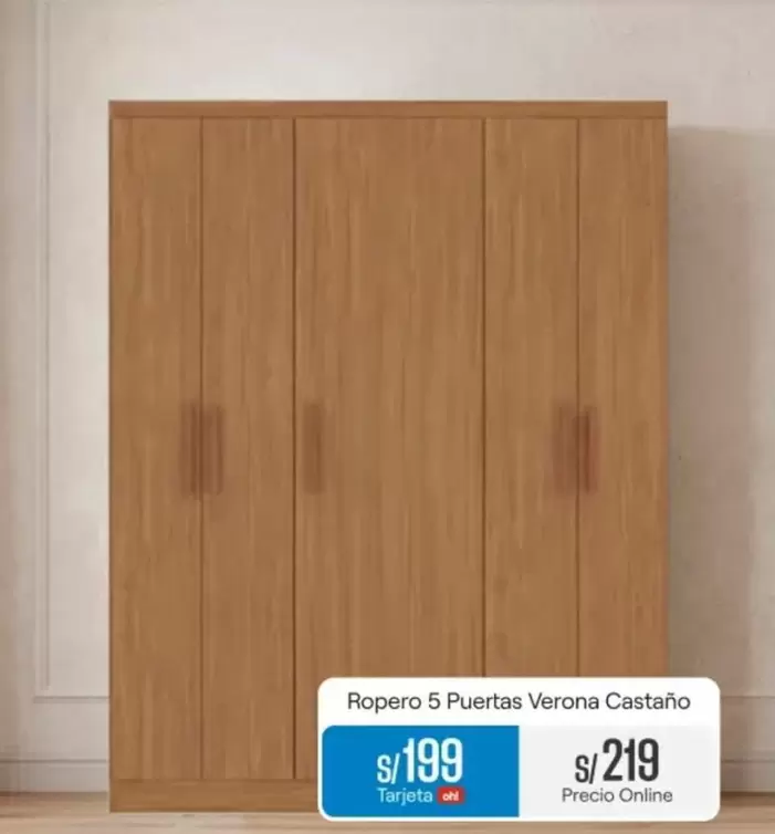 Ropero 5 Puertas Verona Castaño
