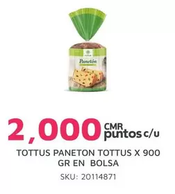 Tottus - PANETON TOTUS X 900 GR EN BOLSA