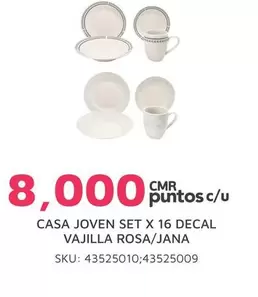 Casa Joven - CASA JOVEN SET X 16 DECAL VAJILLA ROSA/JANA