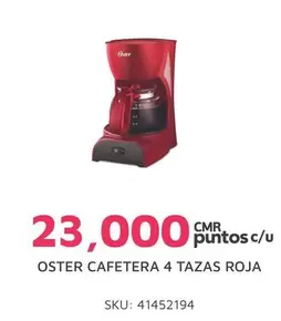 Oster - CAFETERA 4 TAZAS ROJA