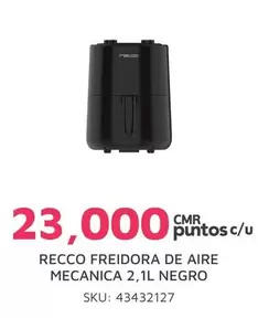 Recco - FREIDORA DE AIRE MECANICA 2.1L NEGRO