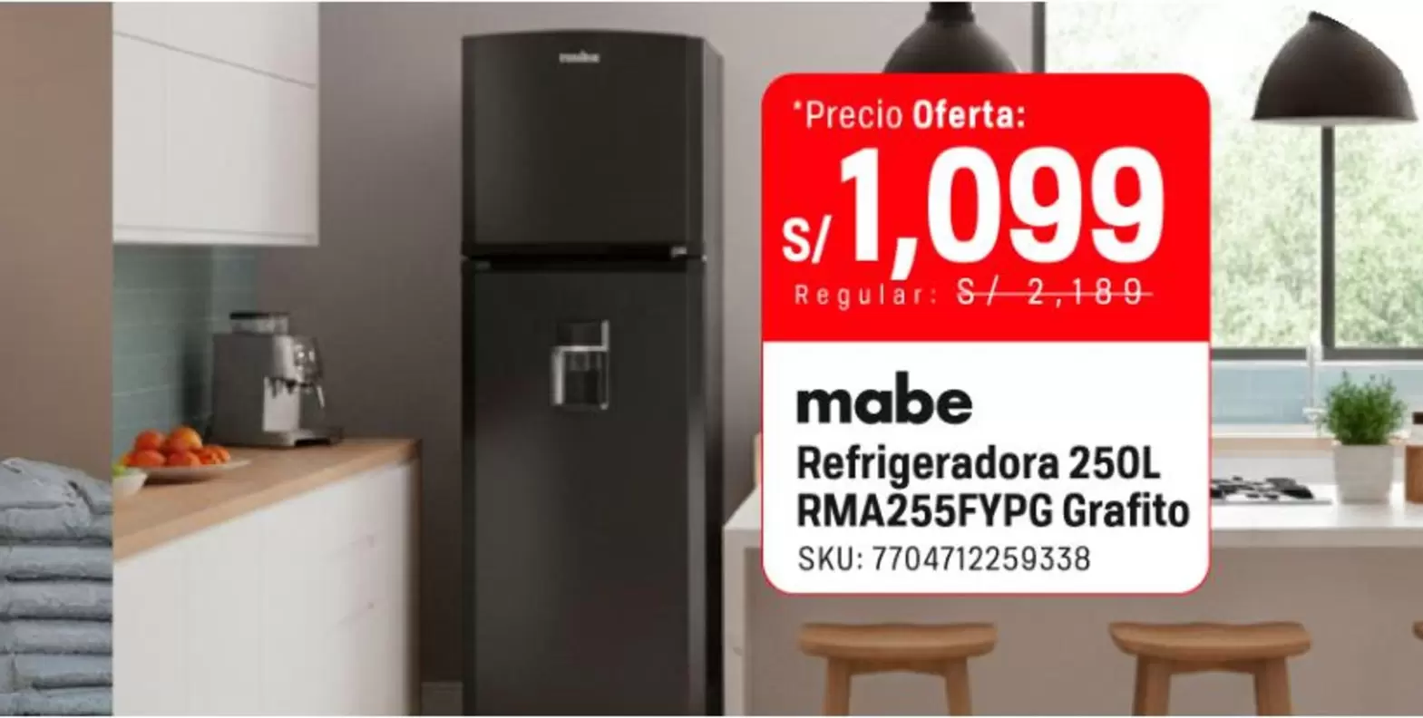 Mabe - Refrigeradora 250L RMA255FYPG Grafito