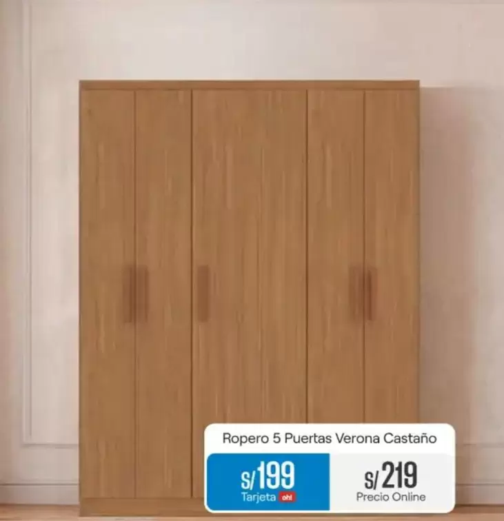 Ropero 5 Puertas Verona Castaño