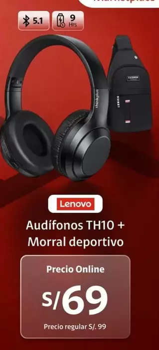 Lenovo - Audífonos TH10 + Morral deportivo