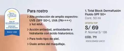 Effective - Total Block Dermafusión Fluido SPF 50+