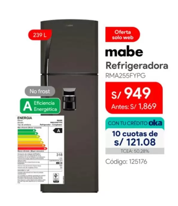 Mabe - Refrigeradora RMA255FYPG