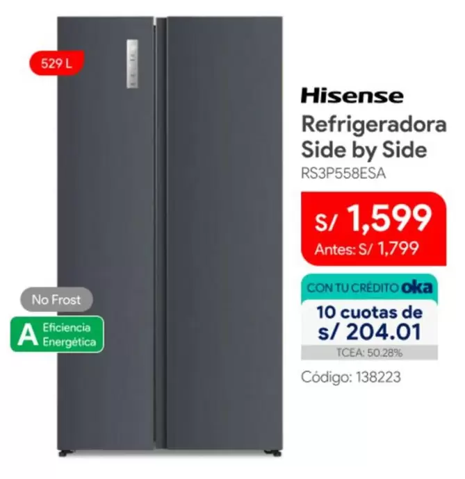 Hisense - Refrigeradora Side by Side RS3P558ESA