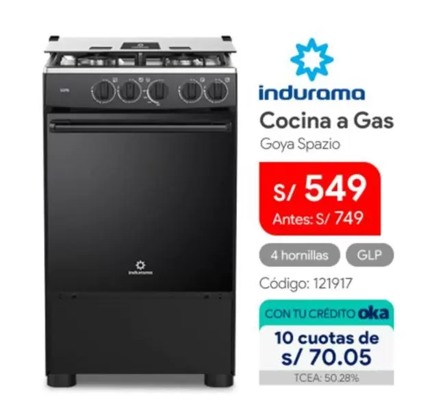 Indurama - Cocina a Gas Goya Spazio