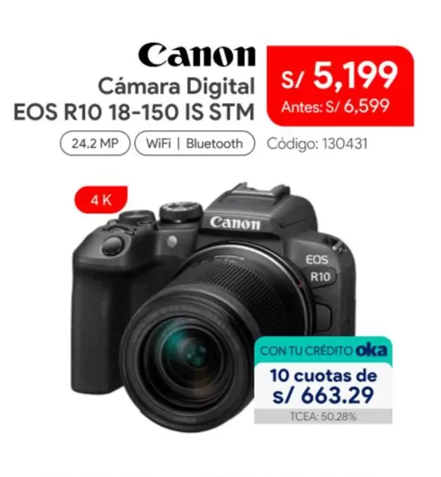 Canon - Cámara Digital EOS R10 18-150 IS STM