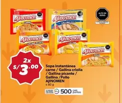 Ajinomen - Sopa instantánea carne / Gallina criolla / Gallina picante / Gallina / Pollo