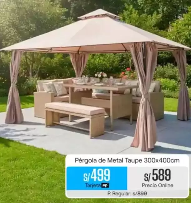 Pérgola de Metal Taupe 300x400cm