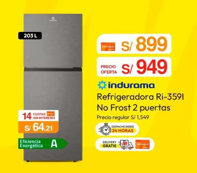 Indurama - Refrigeradora Ri-3591 No Frost 2 puertas