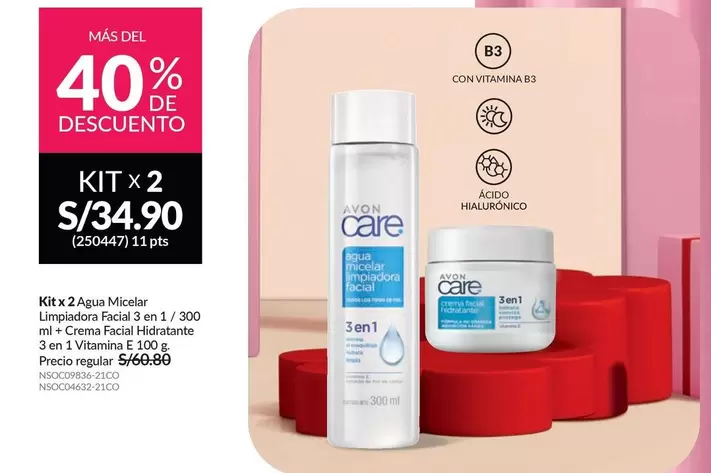 Avon Care - Agua Micelar Limpiadora Facial 3 en 1