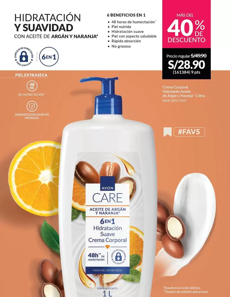 Avon Care - Hidratación y Suavidad con Aceite de Argán y Naranja