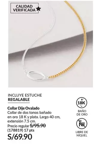Oro - Collar Dije Ovalado