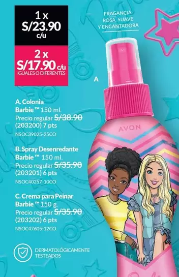 Barbie - Colonia, Spray Desenredante, Crema para Peinar