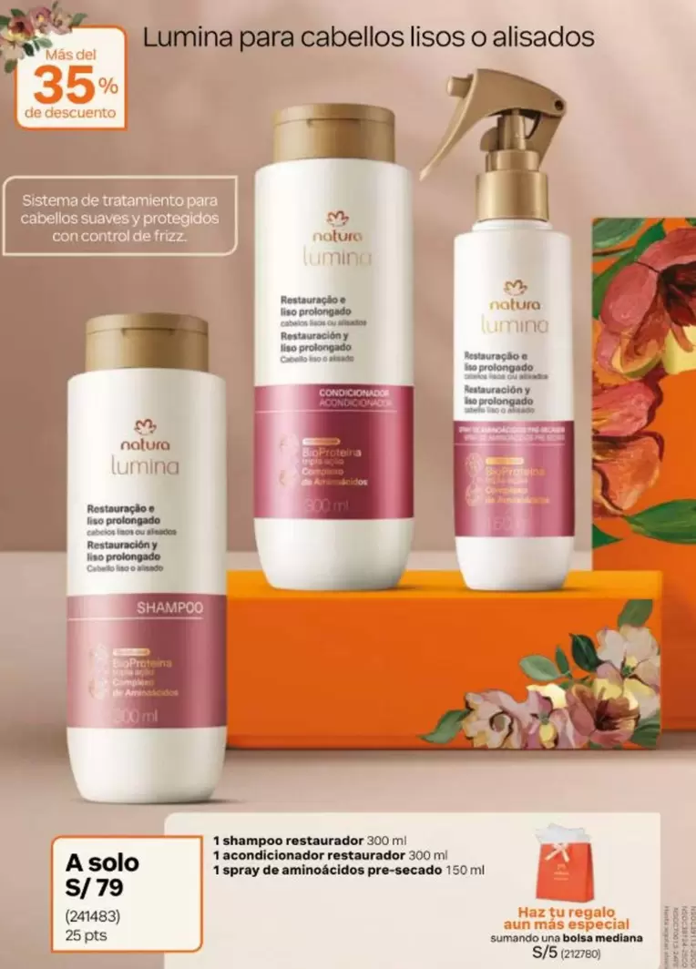 Natura - Shampoo Restaurador, Acondicionador Restaurador, Spray de Aminoácidos