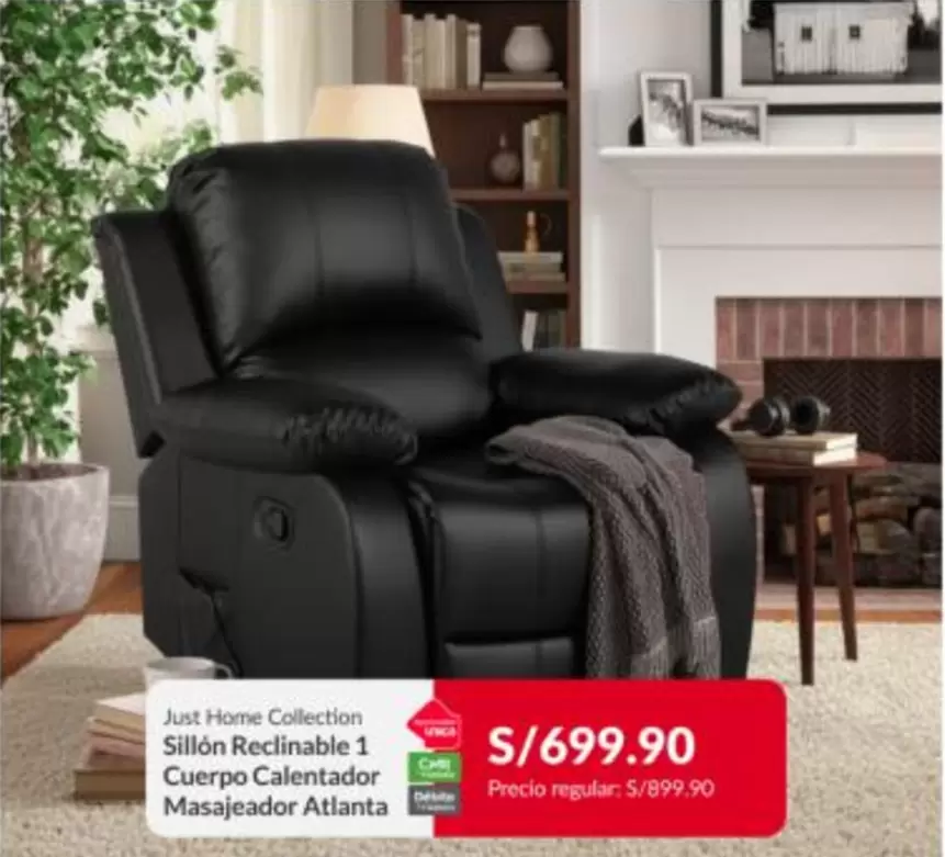 Sillón Reclinable 1 Cuerpo Calentador Masajeador