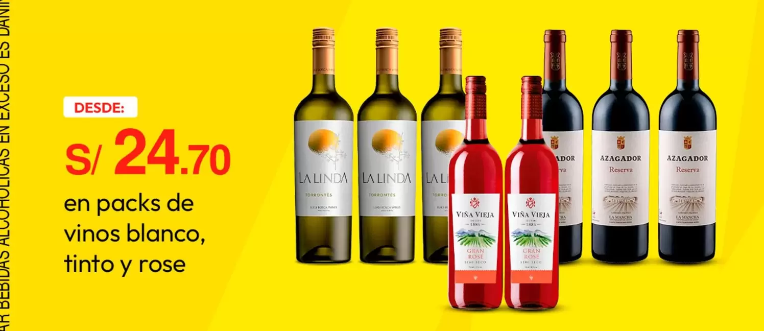 Packs of white, red and rosé wines