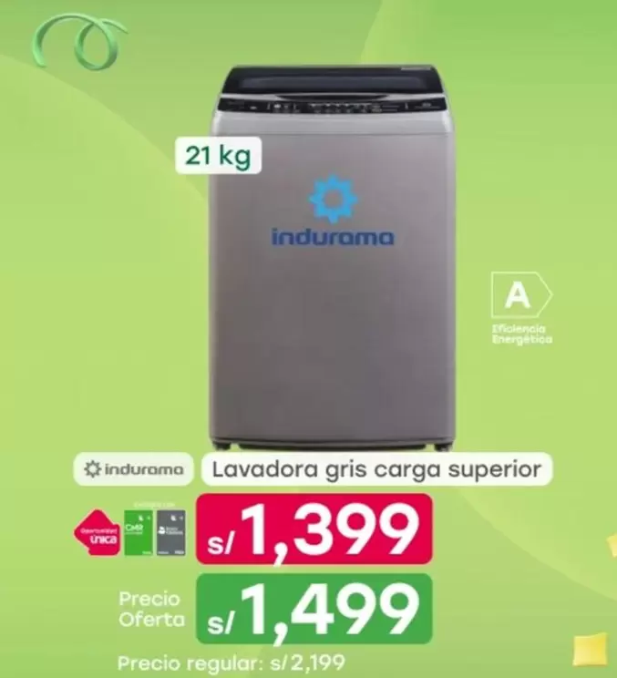 Indurama - Lavadora gris carga superior