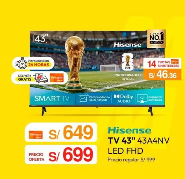 Hisense - TV 43" 43A4NV LED FHD