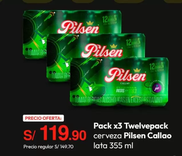 Pilsen - Pack x3 Twelvepack cerveza Callao lata