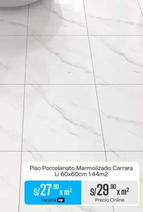 Piso Porcelanato Marmolizado Carrara