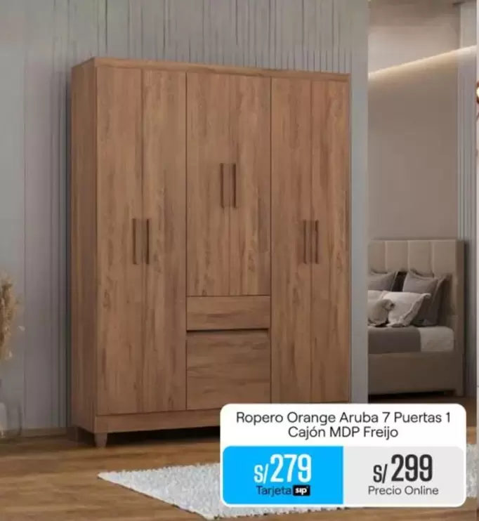 Orange - Ropero  Aruba 7 Puertas 1 Cajón MDP Freijo