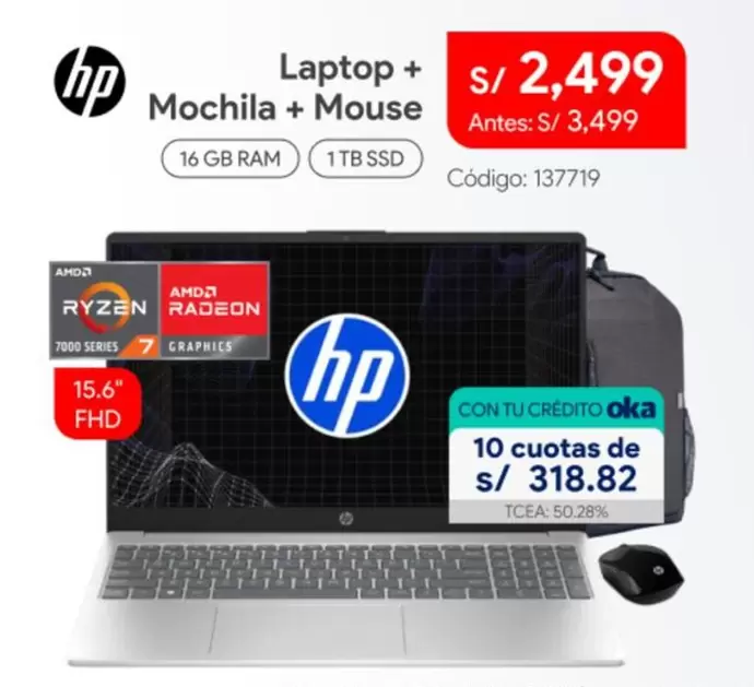 Hp - Laptop + Mochila + Mouse
