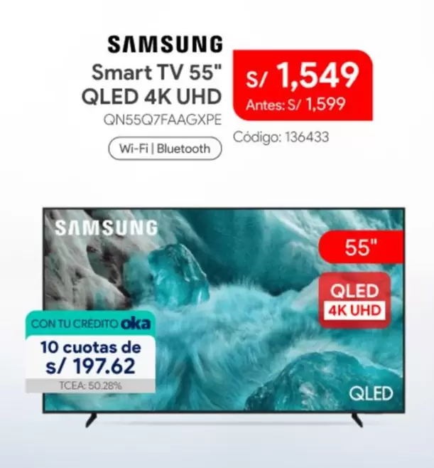 Samsung - Smart TV 55" QLED 4K UHD QN55Q7FAAGXPE