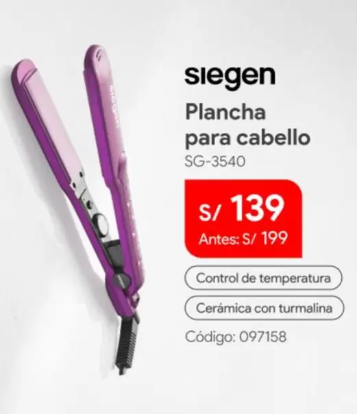 Siegen - Plancha para cabello SG-3540