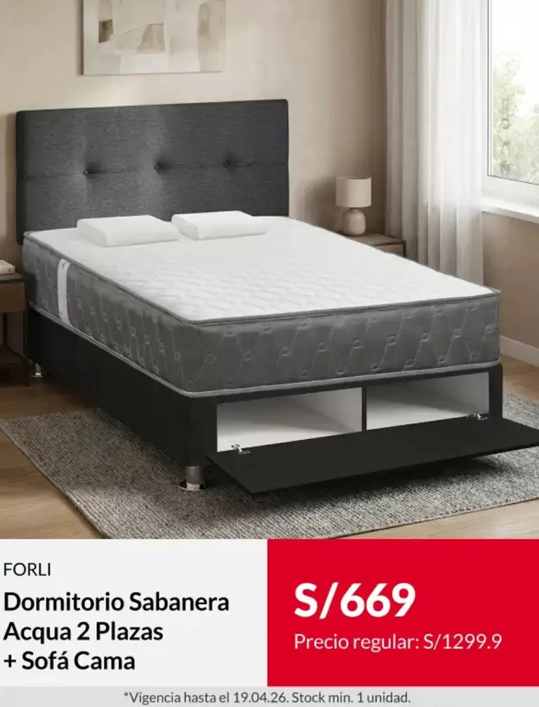 Forli - Dormitorio Sabanera Acqua 2 Plazas + Sofá Cama