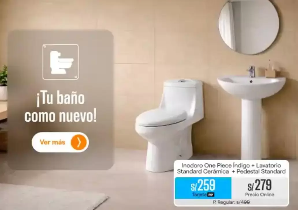 Inodoro One Piece + Lavatorio Pedestal