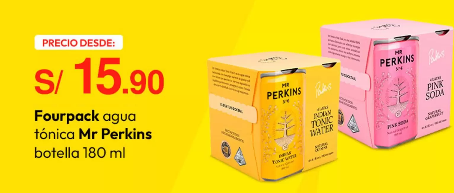 Mr Perkins - Fourpack agua tónica botella 180 ml