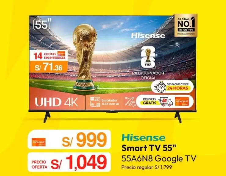 Hisense - Smart TV 55" 55A6N8 Google TV