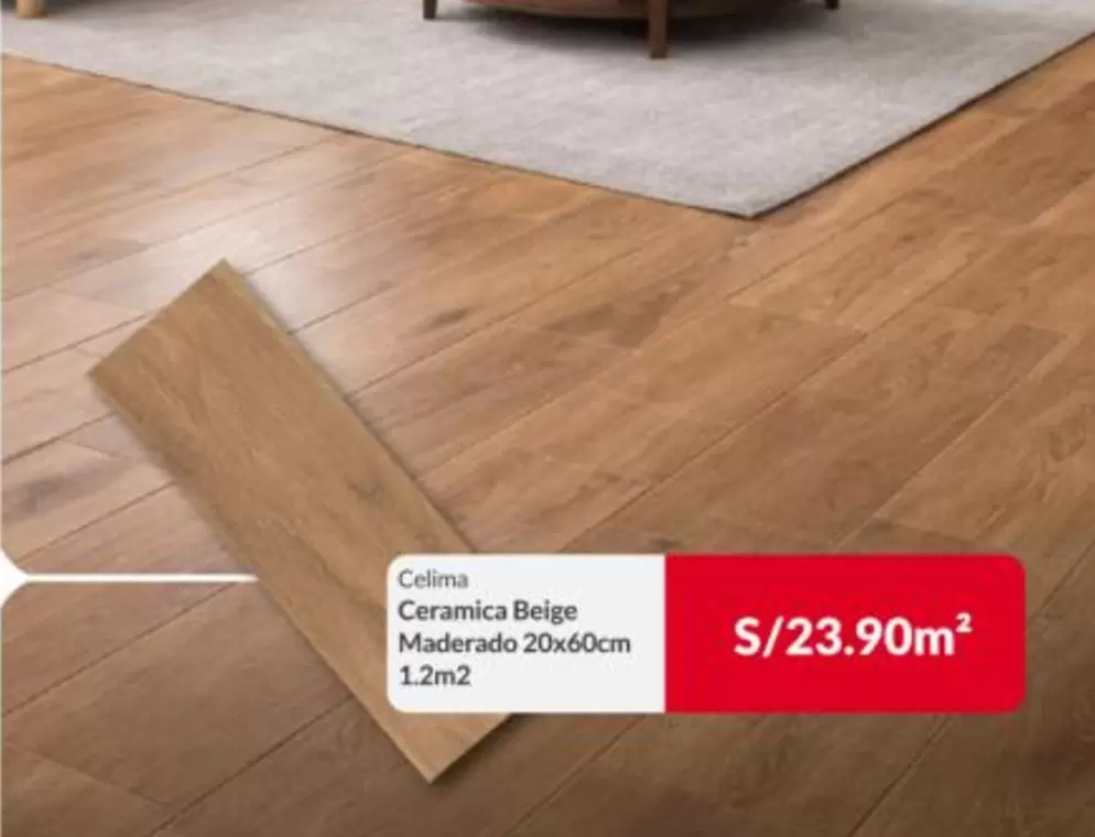 Ceramica Beige Maderado 20x60cm