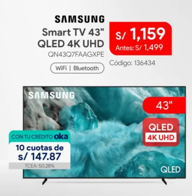 Samsung - Smart TV 43" QLED 4K UHD QN43Q7FAAGXPE
