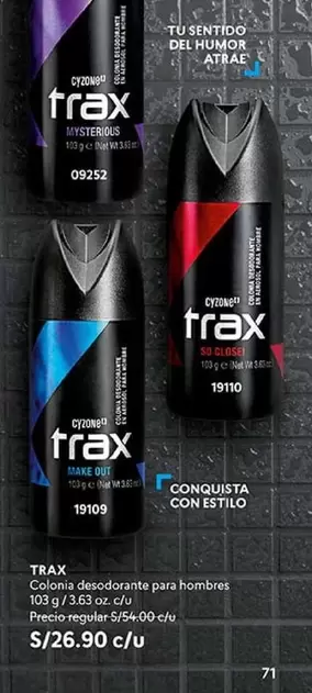 TRAX Colonia desodorante para hombres