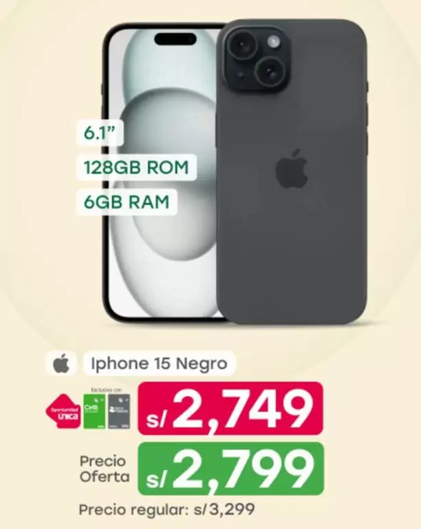 Apple - Iphone 15 Negro