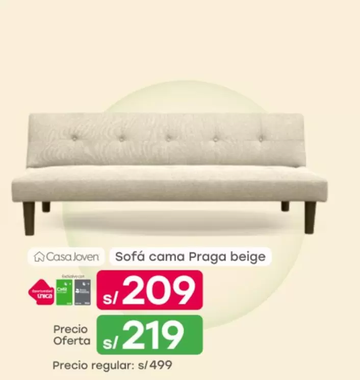 Casa Joven - Sofá cama Praga beige