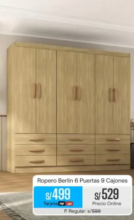 Ropero Berlin 6 Puertas 9 Cajones