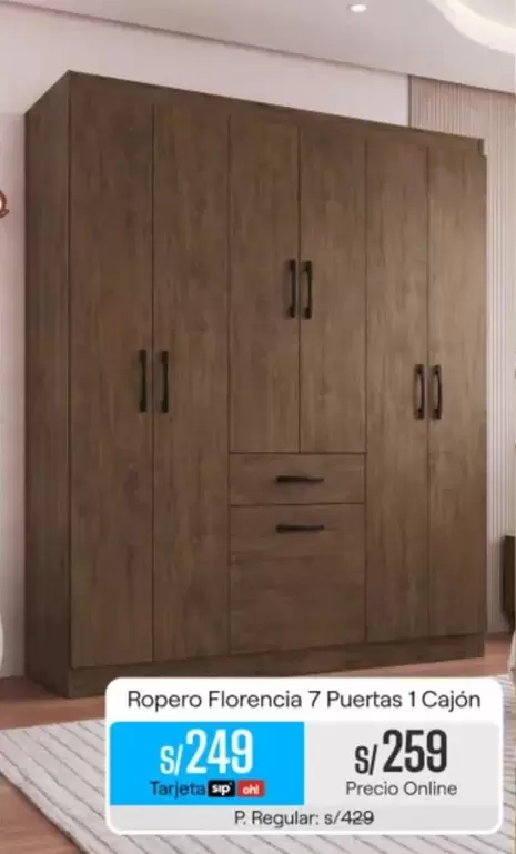 Ropero Florencia 7 Puertas 1 Cajón