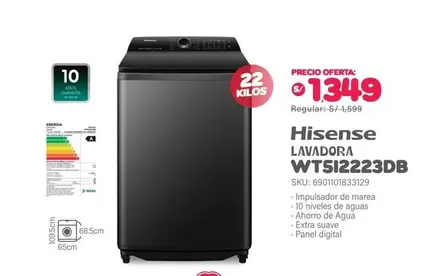 Hisense - LAVADORA WT5I2223DB