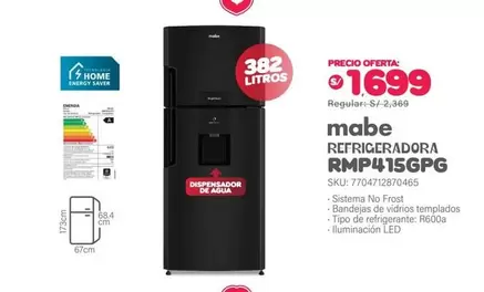 Mabe - REFRIGERADORA RMP415GPG