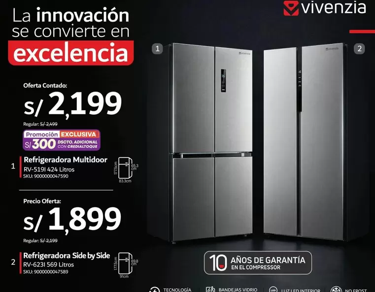 Refrigeradora Multidoor RV-518-424 Litros, Refrigeradora Side by Side RV-623-560 Litros